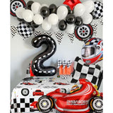 Race Car Balloons Tire Chequered Flag Helmet 10 Pcs Kit Speedy Birthday Party Decor