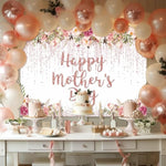 Rose Gold Happy Mother'S Day Backdrop Floral Glitter Dots Thanks Mom Background Mother'S Day Party Decorations Banner Photo Studio Props (7X5Ft)