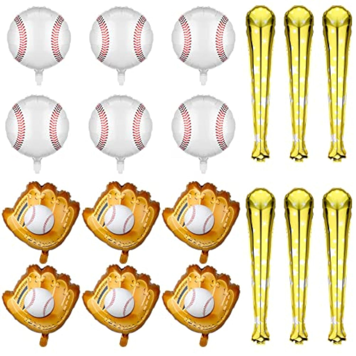 18 Pieces 18 Inch Baseball Balloons Baseball Foil Balloons 20 Inch Glove Jumbo 30 Inch Bat For Birthday Sports Theme Party Decoration Photo Props Supplies