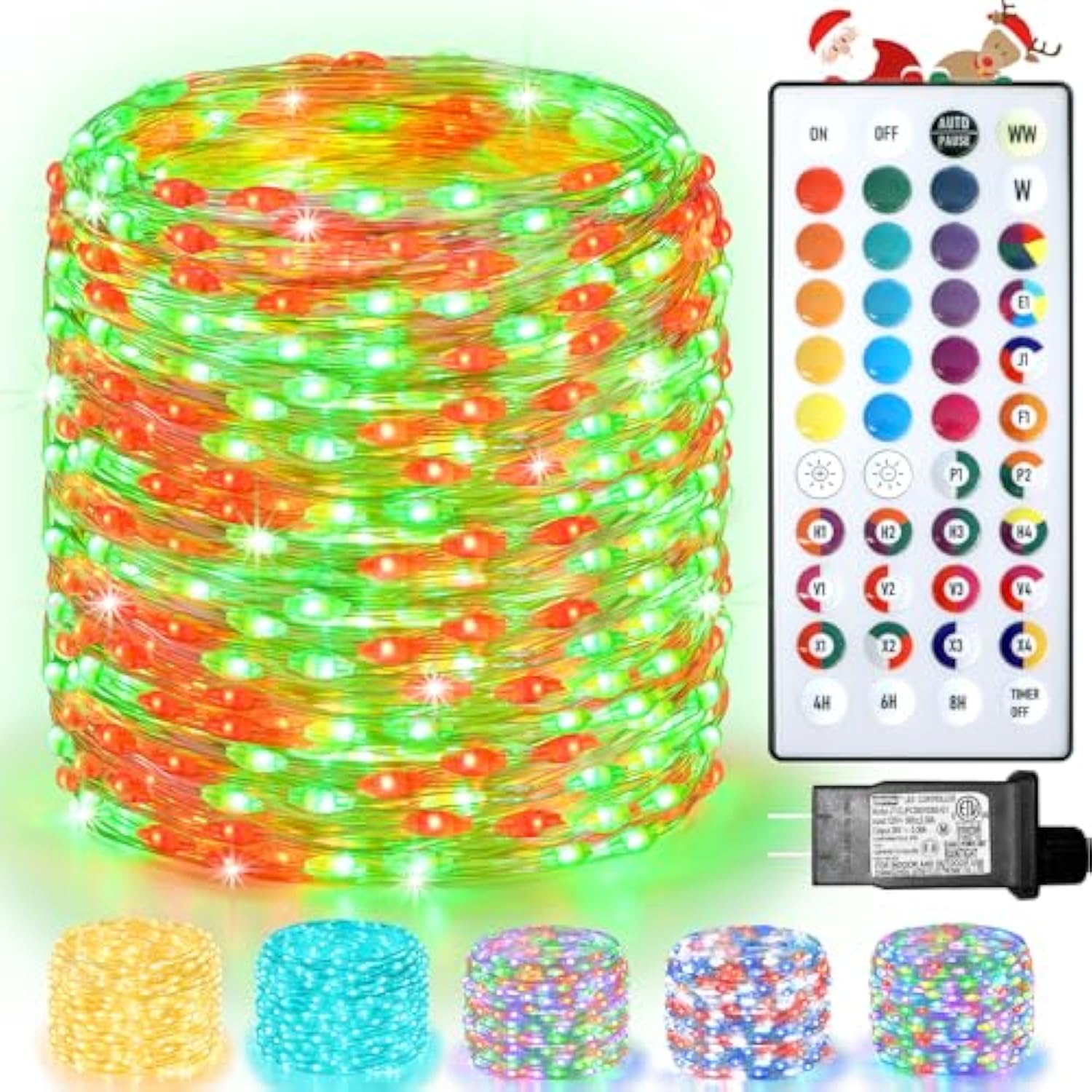 200 Led Christmas Fairy Lights Color Changing, 66 Ft 35 Colors String Lights With Remote, Red Green Led Lights For Bedro
