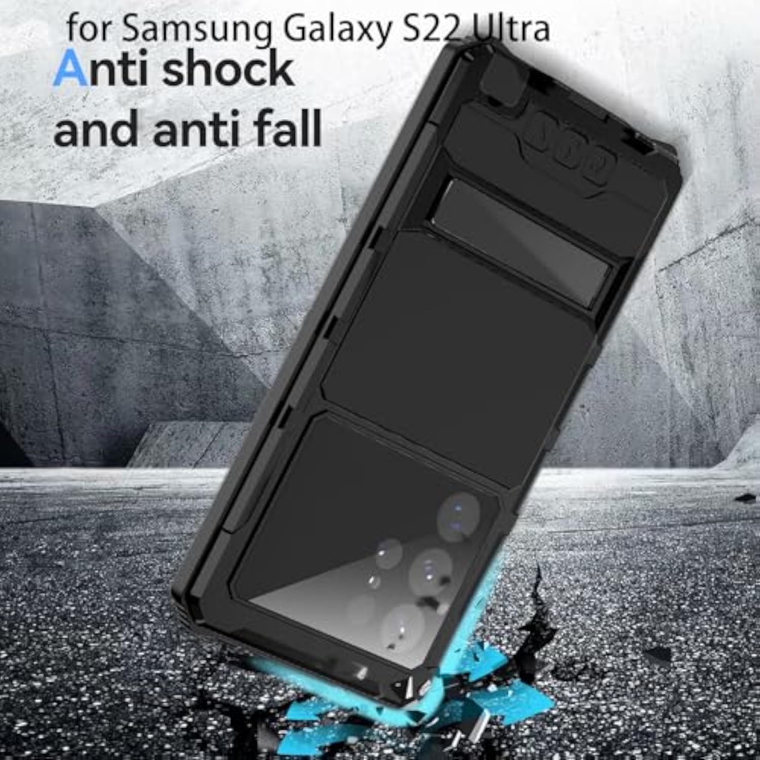 Heavy Duty Samsung Galaxy S22 Ultra 6.8 Inch Phone Case Black