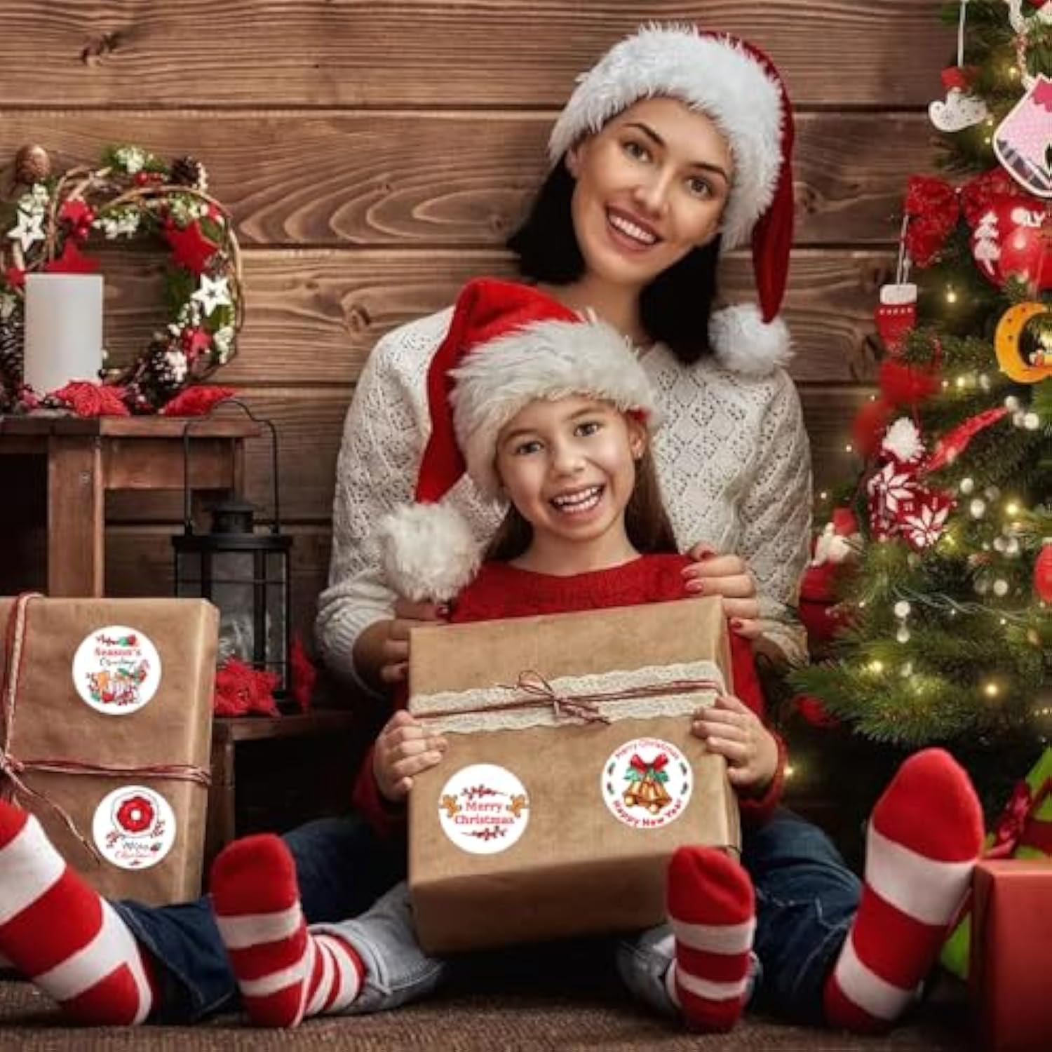 Christmas Stickers 500 Pcs Merry Christmas Stickers Envelope Seals Labels Stickers 8 Christmas Designs Envelope Seal Sticker Card Gift Envelope Box Christmas Party Decorations Supplies
