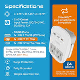Ceptics Universal Travel Adapter Kit - 2 USB, USB-C Cord+2 US Outlets QC 3.0, Surge Protection, Plugs for Europe, UK, China, Australia, Japan - Perfect for Laptop, Cell Phones, Cameras,Safe ETL Tested