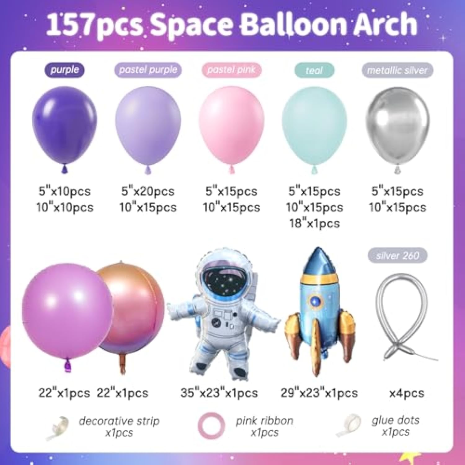 161Pcs Arch Kit Outer Space Party Decorations With Astronaut Rocket Pink And Purple Balloons Space Themed Birthday Party Baby Shower Decorations