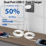 Iphone 16 15 Charger,Usb C Charger Fast Charging,2Pack Dual Port Fast Wall Chargers Block With 6Ft Usb C To C Cable For Iphone 16E/16 Pro Max/16 Pro/16 Plus/15 Pro Max/15/Ipad Pro/Air/Mini/Airpod