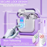 5-In-1 Case For Airpods 4 With Secure Lock, Anti-Yellow Clear Cases For Apple Airpods 4Th Gen 2024 For Women Girly, Soft Cover With Cleaner,Silicone Wrist Strap,Cute Candy Keychain,Carabiner