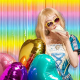 3Pack Pastel Rainbow Foil Fringe Backdrops, Party Decorations for Bachelorette & Holidays