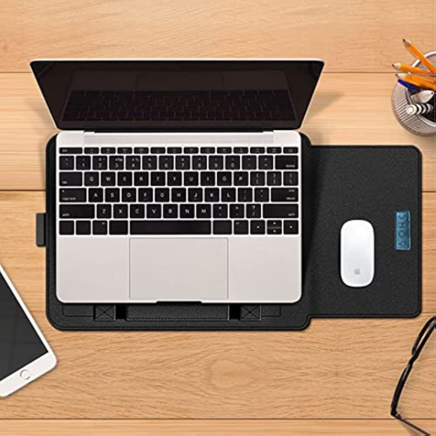 Aohc 13-14 Inch (Midnight Green) Laptop Sleeve Case Laptop Stand Adjustable, Computer Shock Resistant Bag With Mouse Pad For Macbook, Window Surface