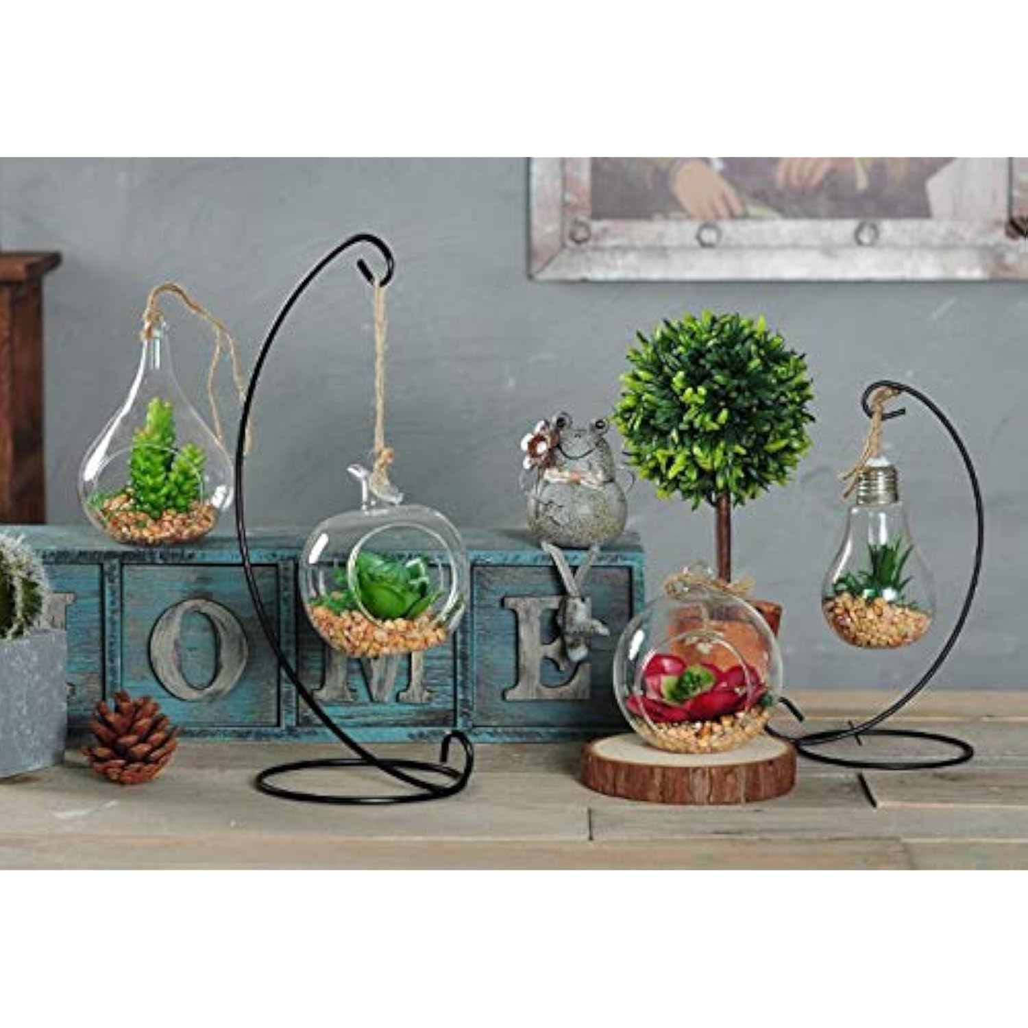 Set Of 6 Christmas Ornament Display Stands Holder Hooks Hanging Lantern Candle Glass Bauble Sphere Tree Plant Light Candle Easter Egg Ball Wedding Decoration 9'