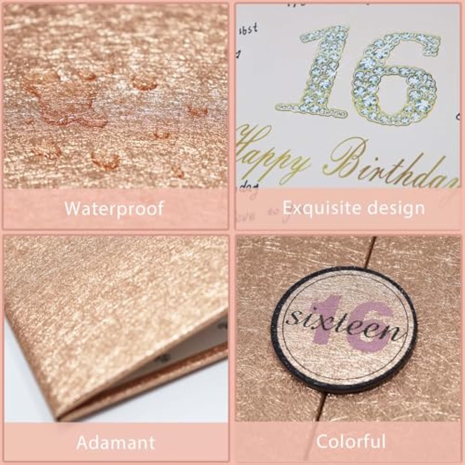 Sweet 16 Birthday Decorations, Creative Rose Gold 16Th Birthday Guest Book Alternative, Large 16Th Birthday Signature Book 12" X 18", Great 16 Years Old Birthday Gifts For Girls
