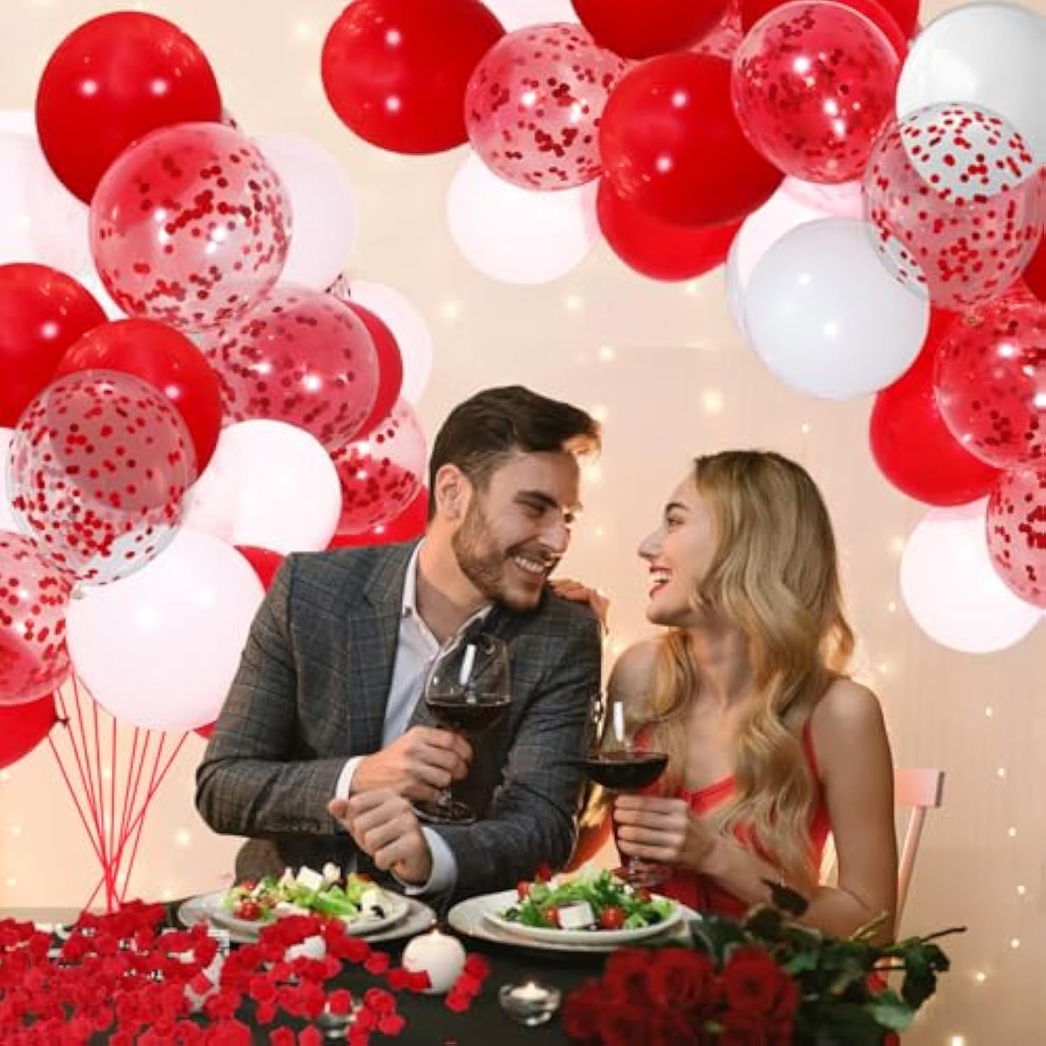 50 Pcs Red & White Balloons, 12" for Girls' Birthday Party Decorations