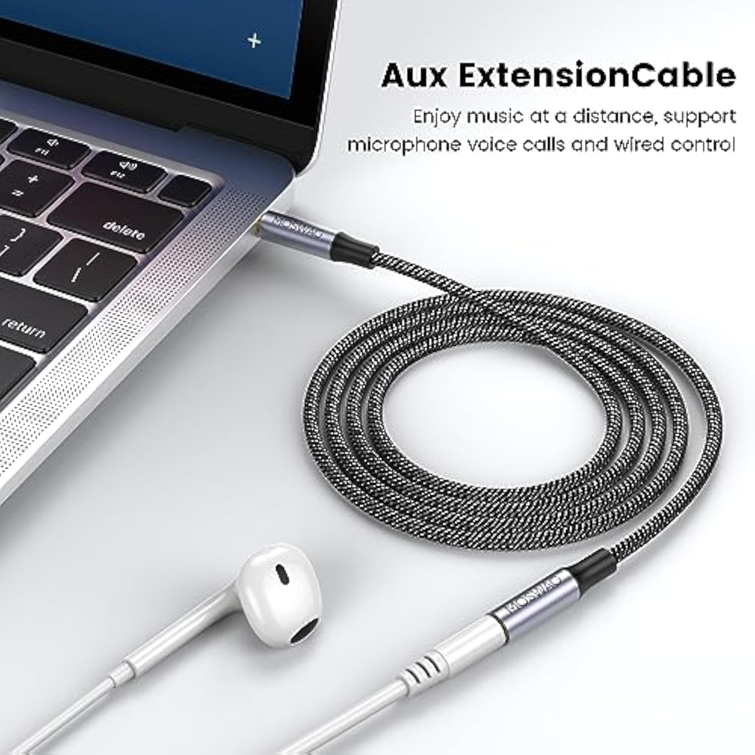 10Ft/3Meter Long 3.5Mm Extension Trrs 4-Pole Headphone Cable Male To Female Audio Cable Nylon Braided Compatible For Home/Car Stereos Smartphones Headphones Tablets Media Players And More