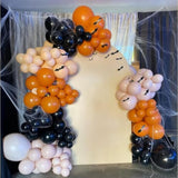 131Pc Halloween Balloon Arch Kit – Orange White Black with Eyeball & Bat Decor