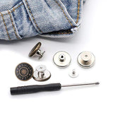 20Mm No Sewing Jeans Buttons Replacement Kit With Metal Base,12 Sets N