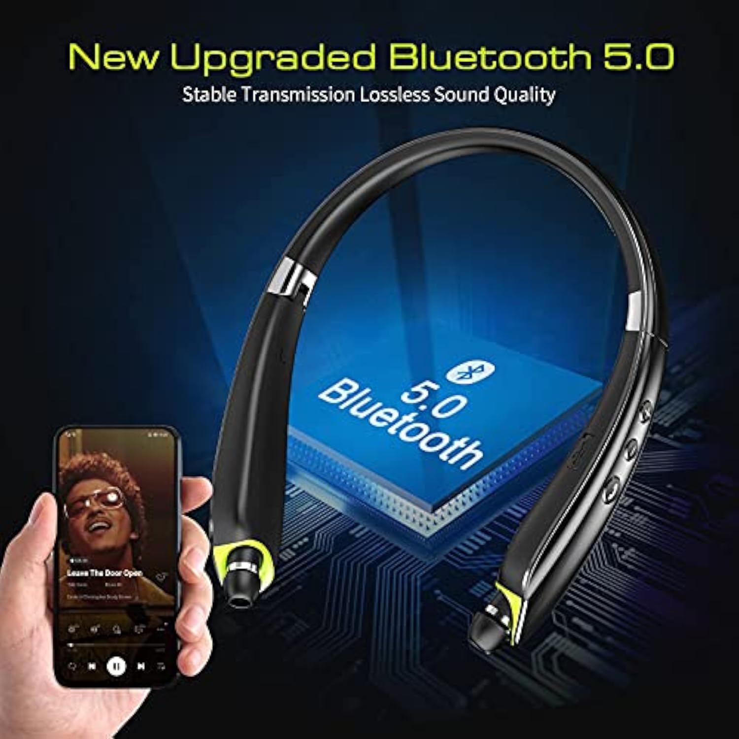Bluetooth Headset, 2023 Upgraded Neckband Bluetooth Headphones With Retractabl