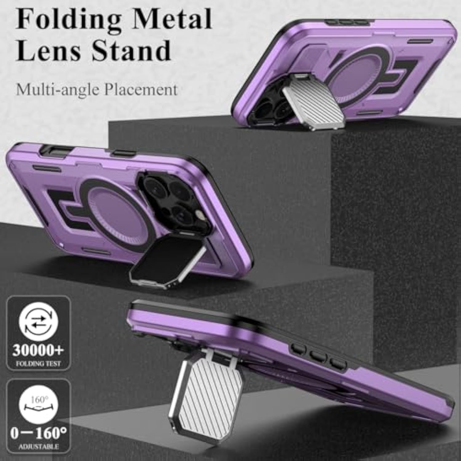 For Iphone 16 Pro Max Case With Adjustable Camera Protector & Screen Protector,[Compatible With Magsafe] [Military Grade Protection] Shockproof Phone Case For Iphone 16 Pro Max,Purple