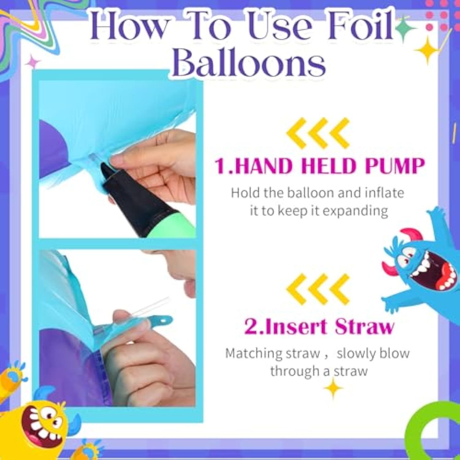 Monster Number 1 Balloons 40 Inch Monster Theme Birthday Party Decorations Large Foil Balloons For Girls Boys Birthday Baby Shower Party Backdrop Celebration Supplies