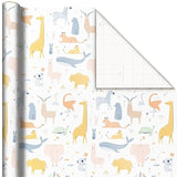 Hallmark Baby Shower Wrapping Paper Rolls - Animals, Grey Gingham, Rainbows Gift Wrap Paper (Set of 3 Rolls: 60 sq. ft. ttl.) for Baby Showers, Gender Reveal Parties, First Birthdays