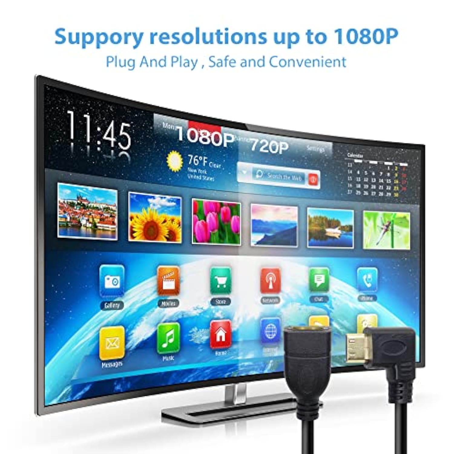 90 Degree Mini Hdmi To Hdmi Cable 15Cm High Speed Right Angle Hdmi Extension C