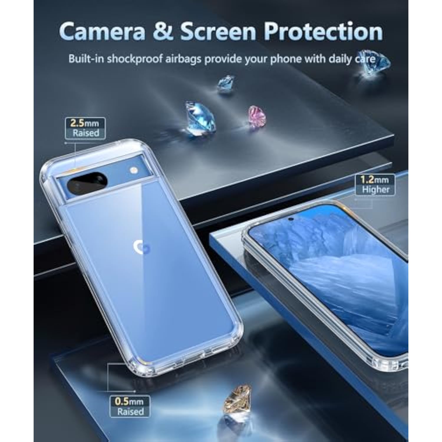 For Google-Pixel 8A Case Clear: Support Wireless Charging Military Grade Drop Protection Anti Yellowing Cell Phone Cover - Rugged Durable Shockproof Protective Bumper(Clear)