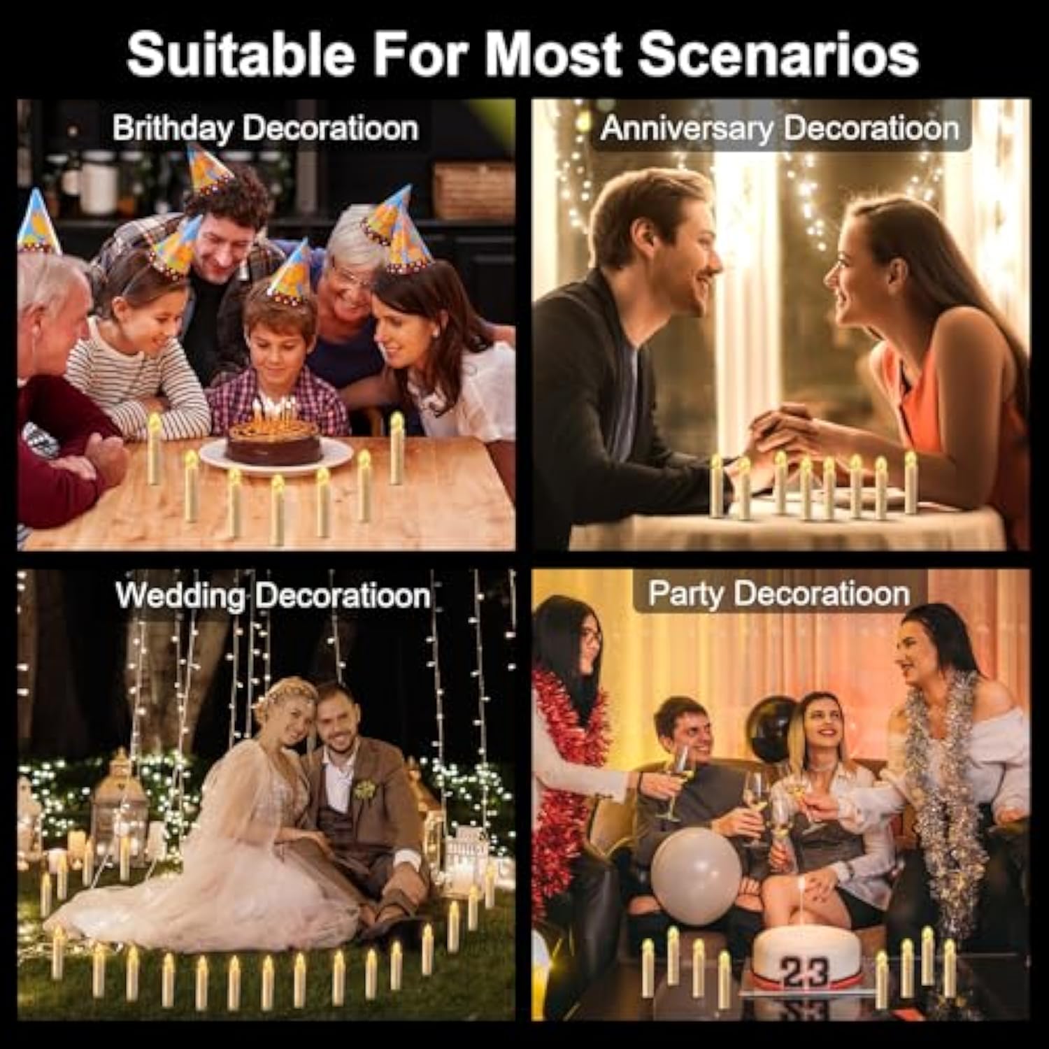 Floating Candles With Remote Control, Thanksgiving Christmas Decoration 20Pcs Flickering Magic Hanging Flameless Candles With Clips/Hooks, Fall Table Decor Home Room Birthday Party Anniversaries