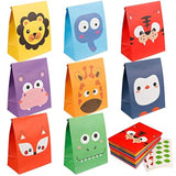 24 Pack Animal Party Favor Bags, Goodie Bags For Kids Birthday, Small Gift Bags Bulk Paper Treat Bags For Toddler Baby Shower Party Supplies School Classroom Loot Bags For Girls Boys
