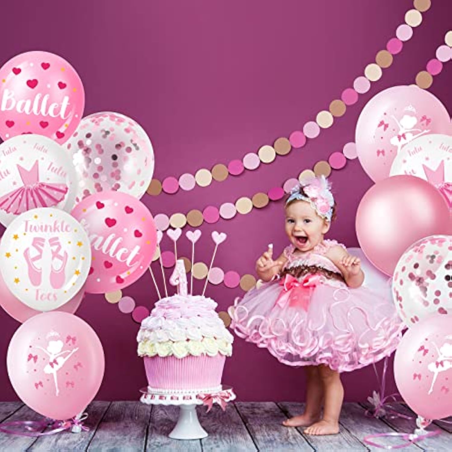 48 Pieces Pink Ballet Birthday Party Decorations 12 Inch Pink Ballerina Balloons Confetti Latex Ballet Balloons For Birthday Engagement Wedding Baby Shower Bridal Ballerina Party Graduation Supplies