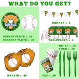Baseball Party Decorations Tableware,143Pcs Baseball Plates And Napkins,Tablecloth Cups,Banner For Birthday Decorations Gameday Celebrations