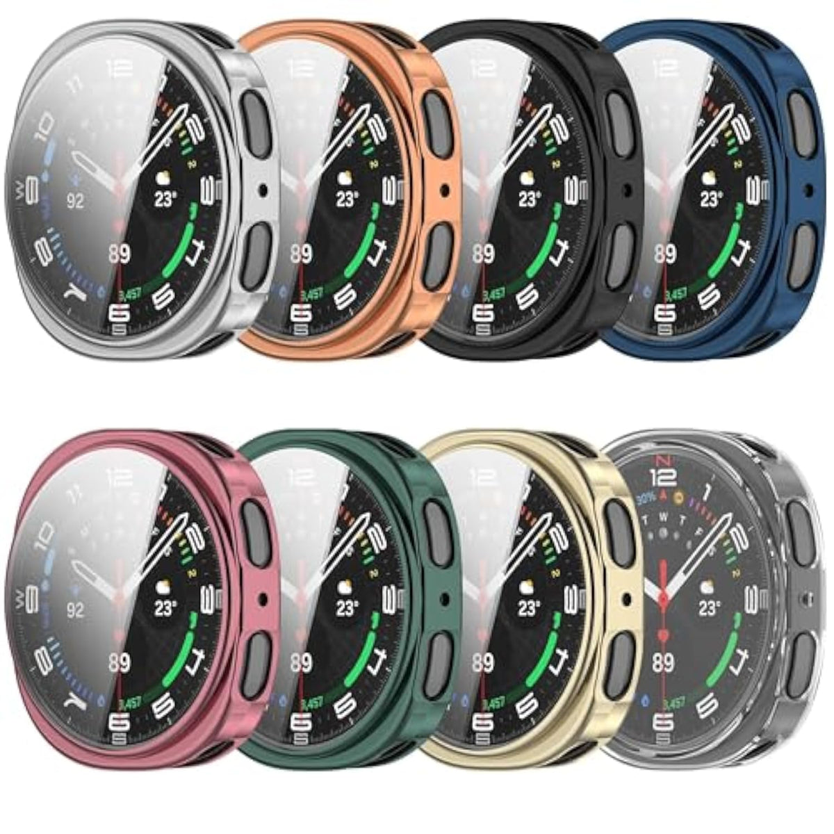 8-Pack Case Covers For Samsung Galaxy Watch 8 Case 44Mm, Soft Hd High Sensitivity Screen Protector With Tpu All Around Anti-Fall Bumper For Galaxy Watch 8 (44Mm)