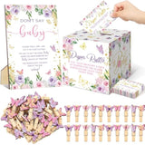 102 Pcs Butterfly Baby Shower Game Supplies Diaper Raffle Tickets With Diaper Raffle Card Box Don'T Say Baby Sign Mini Butterfly Clothespin Game Decor For Gender Reveal Favor