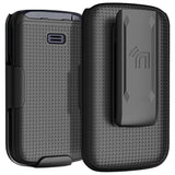 Case with Clip for Go Flip 4 / TCL FLIP Pro Phone, Nakedcellphone Slim Hard Shell Cover and [Rotating/Ratchet] Belt Hip Holster Holder Combo for Alcatel 4056W, 4056L, 4056Z, 4056V - Black