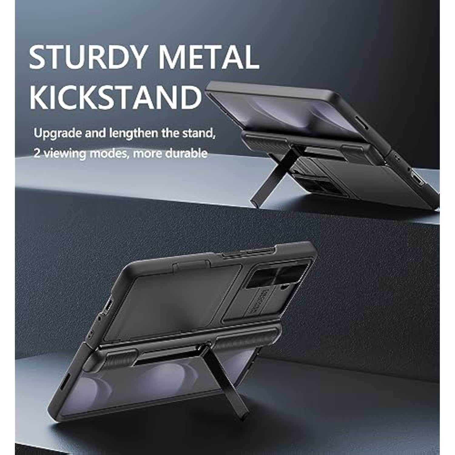 For Samsung Galaxy Z Fold 5 Case With Kickstand & Screen Protector & Card Holder & Sliding Camera Cover & Hinge Protection, Durable Rugged Stand Wallet Phone Case For Galaxy Z Fold 5 2023, Black