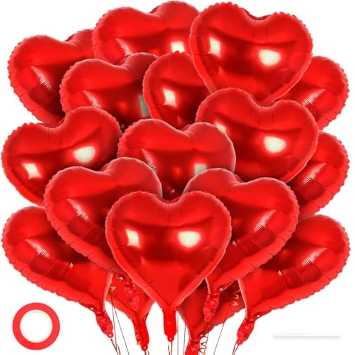 24 Pcs Red Heart Balloons,18 Inch Heart Shape Foil Balloons Love Balloon Valentine Balloon For Birthday Party Wedding Engagement Party Baby Shower Valentine Day Decorations (Red)