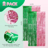 2-Pack Pink & Green Foil Fringe Backdrops 3.3×6.6 ft for Parties & Photo Booths
