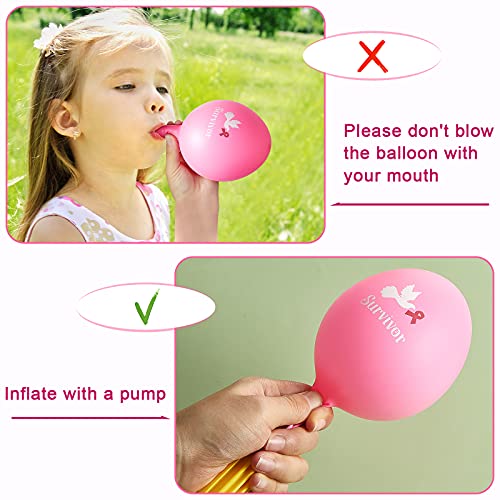 60 Pcs Breast Cancer Awareness Balloons 12 Inch Pink Ribbon Balloon