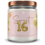 16Th Birthday Candle - Sweet 16 Candles - 16Th Birthday Gifts For Girls - Made In Usa 9 Oz Scented Birthday Cake Candle By Mint Sugar Candle Co - 16 Year Old Girl Birthday Gift Ideas