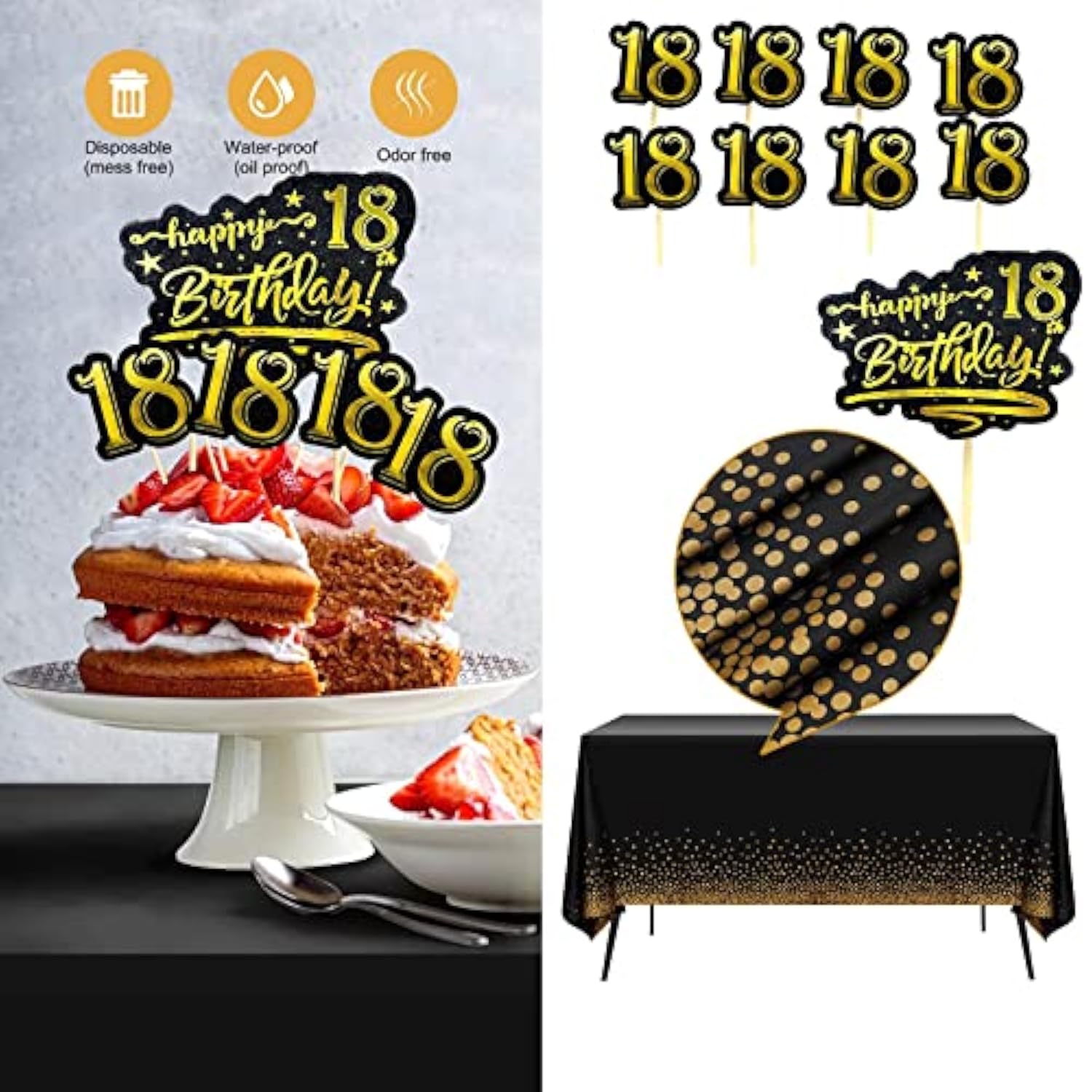 60Th Birthday Decorations For Men Women - (76Pack) Black Gold Party Ba