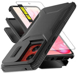 Motorola G Stylus 5G 2024 Heavy Duty Rugged Shockproof Protective Case with HD Screen Protector and Slide Camera Cover, Black