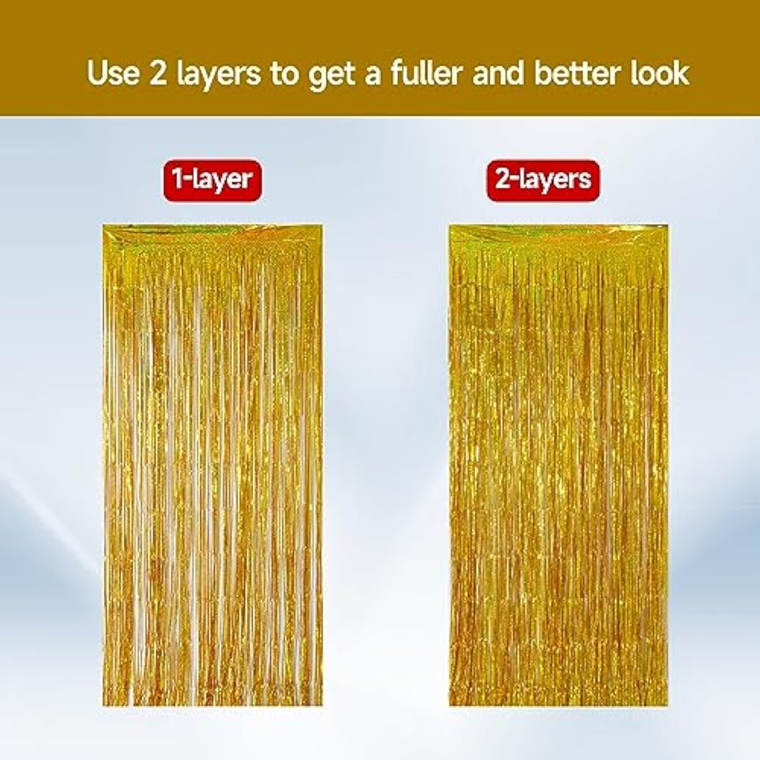 4 Pack Gold Foil Fringe Curtains Tinsel Backdrop for Party Decorations