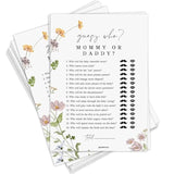 Guess Who Mommy Or Daddy Baby Shower Game, Fun Baby Shower Games For Boy Or Girl, Gender Neutral, 50 Pack, Wildflower