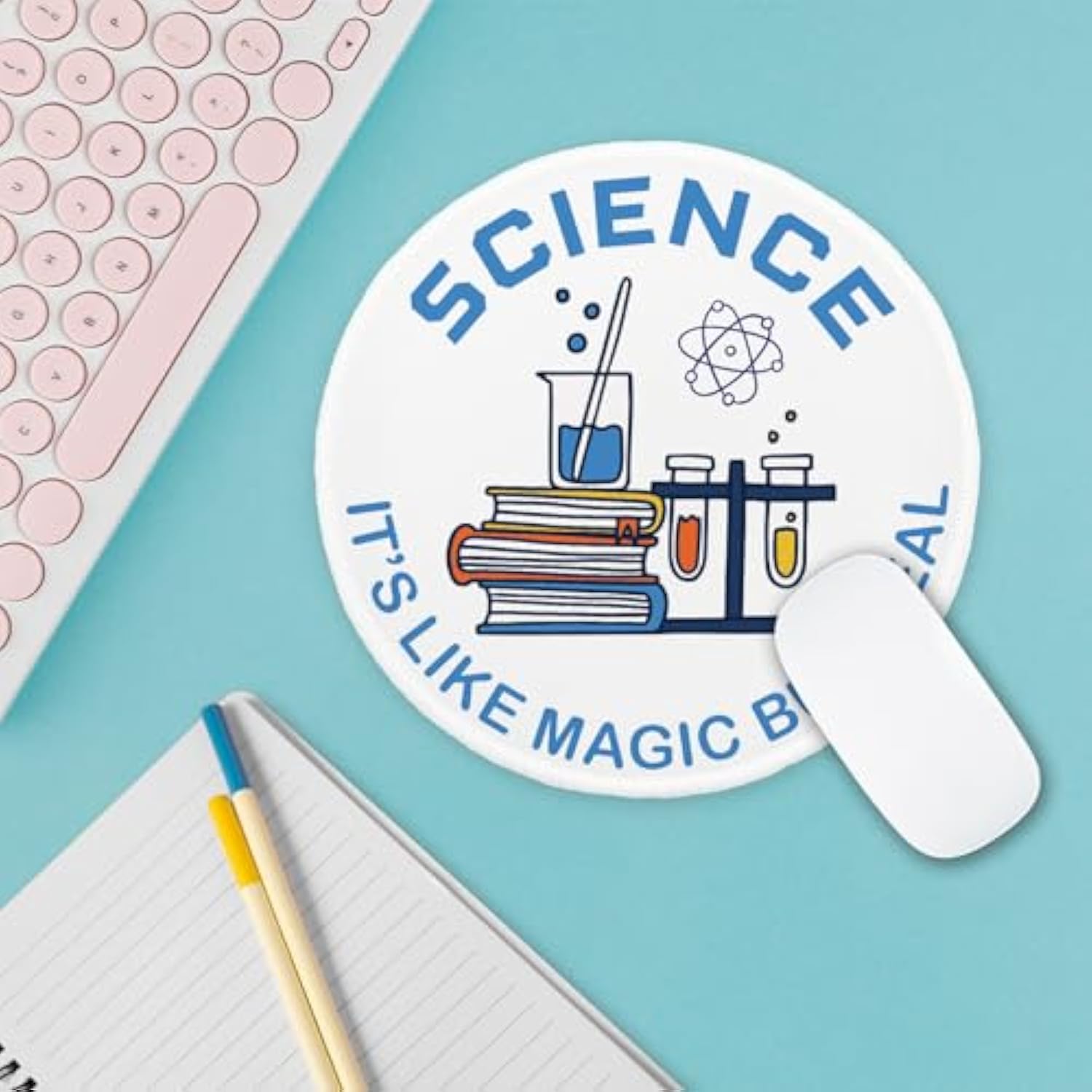Lab Technician Mousepad, Office Gifts Mouse Pad With Stitched Edge Non-Slip Rubber Base, Cute Round Mouse Mat For Laptop Supplies, Scientist Mousepad Home Office Computer Desk Accessories