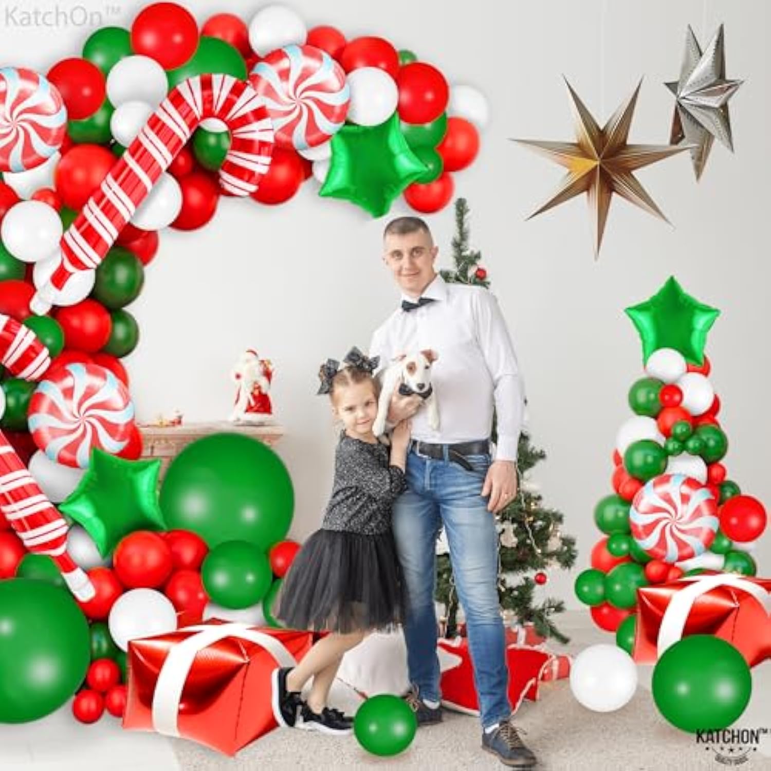 Christmas Balloon Arch Kit - Pack Of 123 | Foil & Latex Balloons For Indoor Merry Christmas Decorations