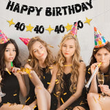 Black and Gold 40th Birthday Banner and Glitter Party Decorations