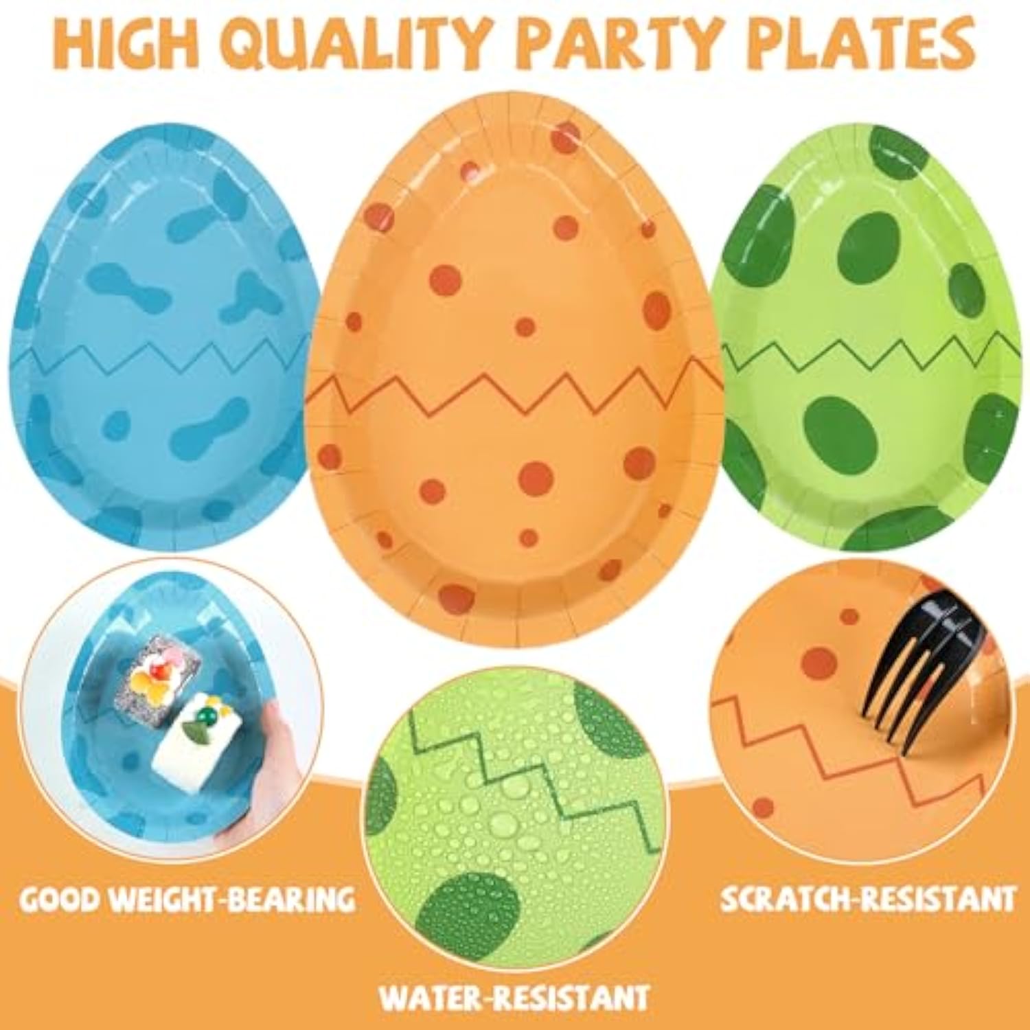 60 Pcs Dinosaur Plates For Birthday Party Supplies Disposable Dino Egg Paper Plates Easter Egg Party Decorations Egg Shaped Dinner Dessert Cake Plates Set Dino Themed Birthday Easter Decor For Kids