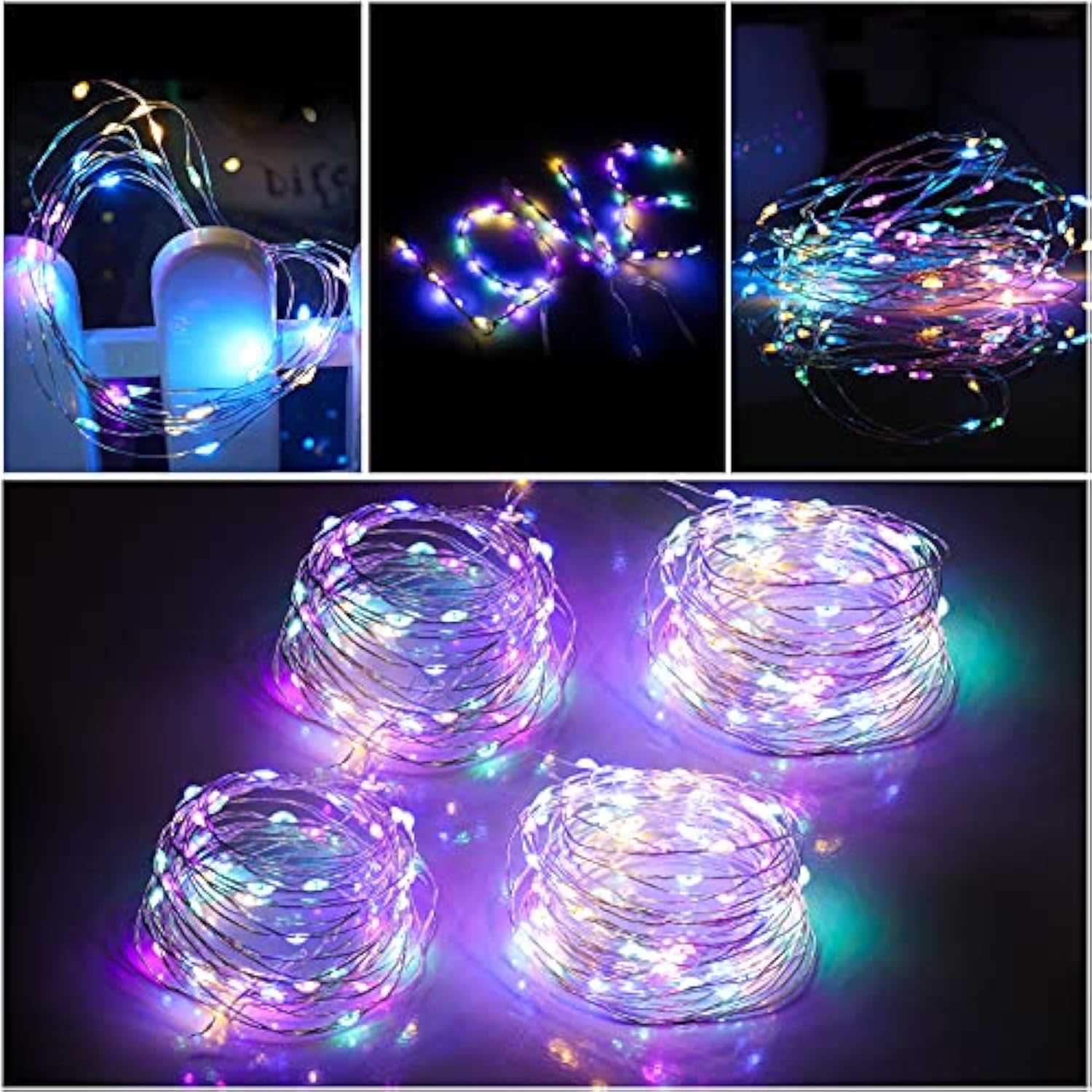 4 Pack Fairy Lights Battery Operated, String Lights 10Ft 30 Leds, Flashing And Constant Light Mode, Silver Wire Mini Lig