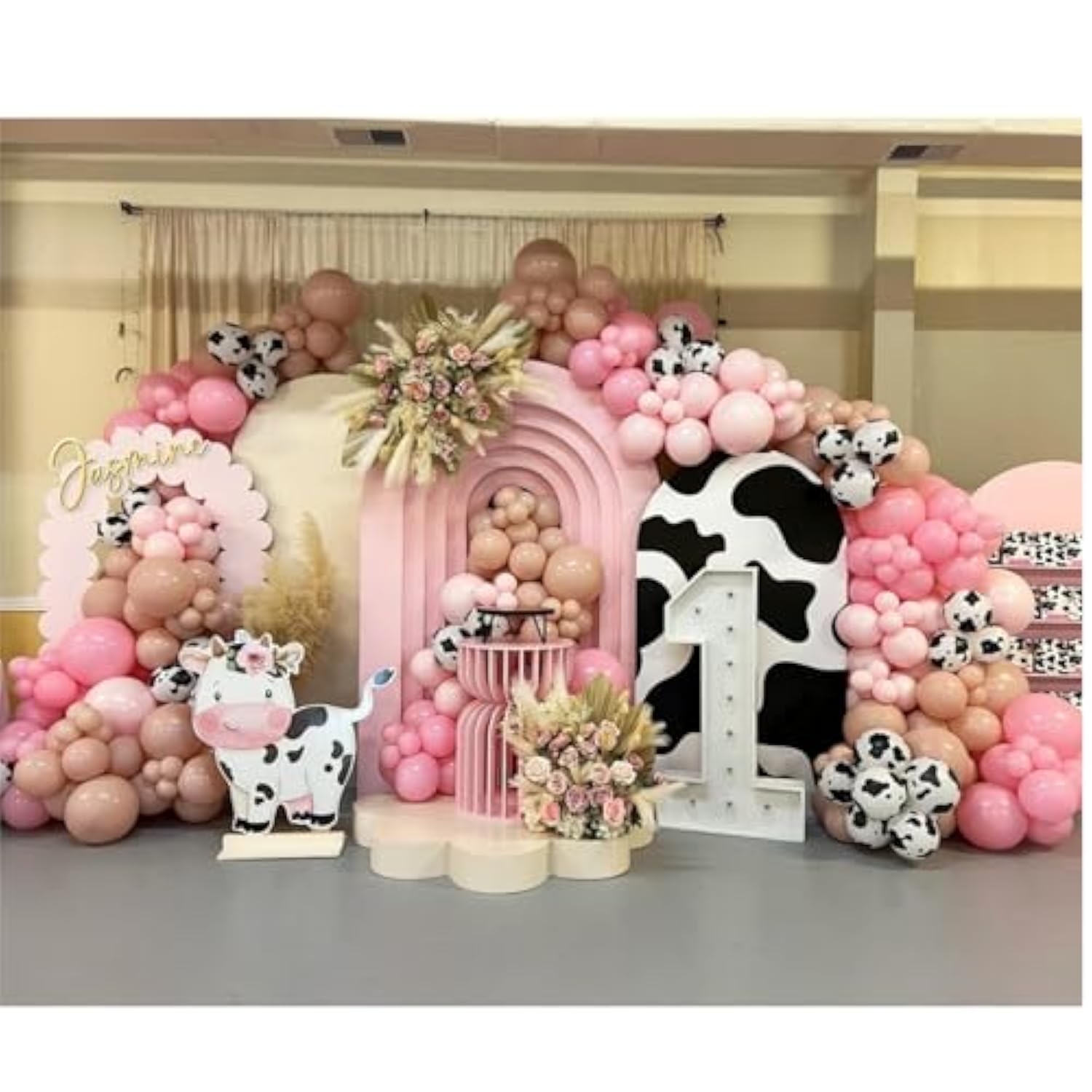 153pcs Dusty Pink Cow Balloon Garland Kit for Baby Shower, Birthday & Western Party