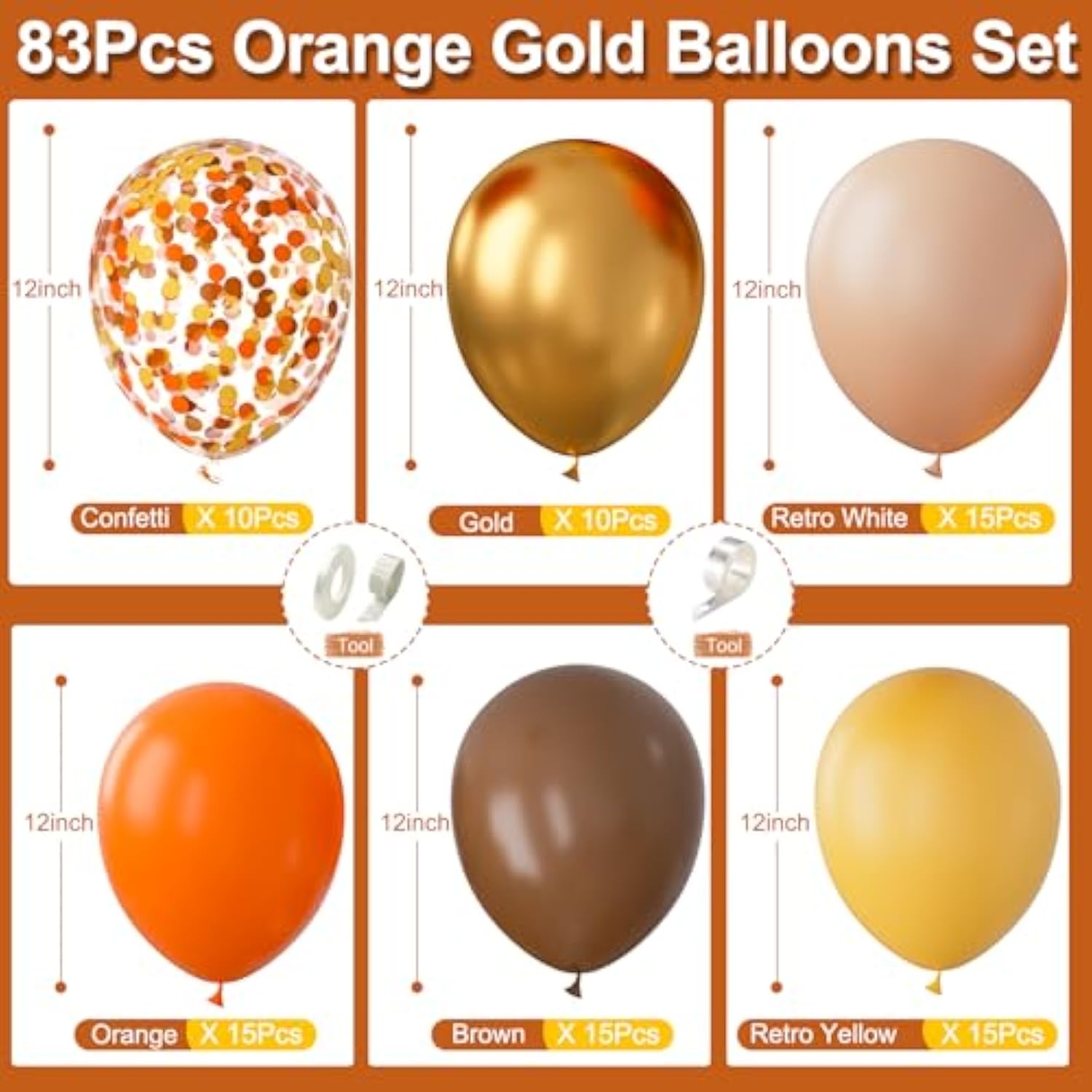 Fall Balloon Arch Kit 83pcs Orange Gold Balloons for Baby Shower Thanksgiving Autumn Party