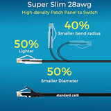 Patch Cables Cat6/ Cat6A 1Ft 24 Pack Slim, Cat6A Ethernet Patch Cable 10G Supp