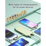 10000Mah Power Bank Portable Charger With Built In Cables And Ac Wall Plug, Phone Charger External Battery Pack Compatible With Iphone Android Smart Devices