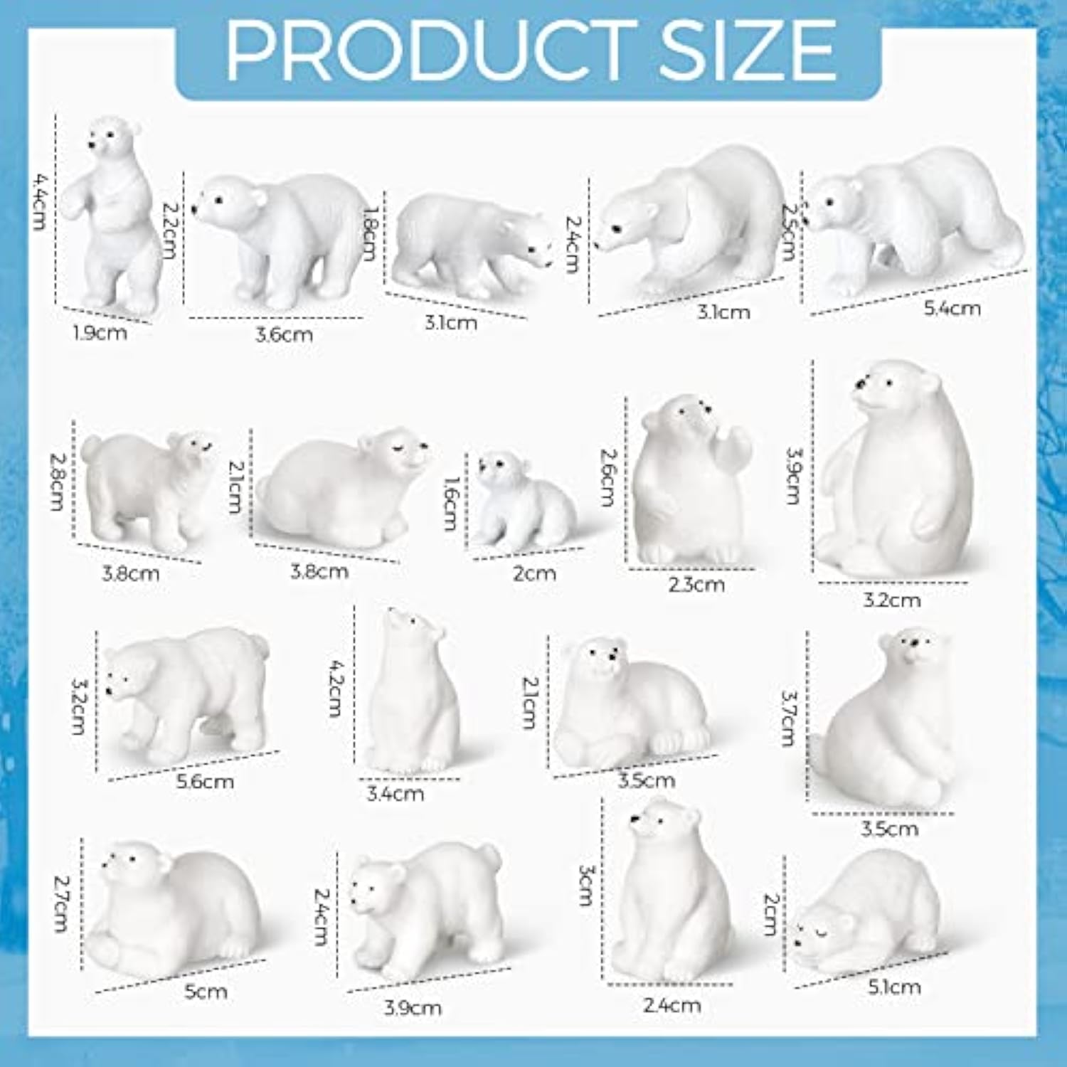 20 Pieces Polar Bear Animal Toy Figurines Set Includes Baby Bears 3D Model Educational Toys Cake Toppers Christmas Birthday Gift For Boys And Girls Craft Home Decoration